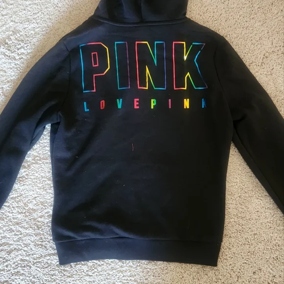 Victoria's Secret Pink Black Hoodie Jacket Size Small - Picture 5 of 6